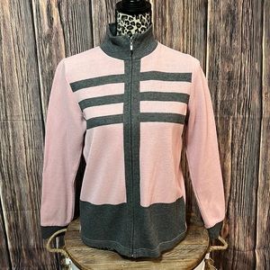 Light Pink Zip Up Sweater by Dress Barn- Size small